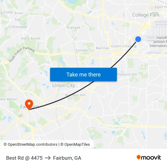 Best Rd @ 4475 to Fairburn, GA map
