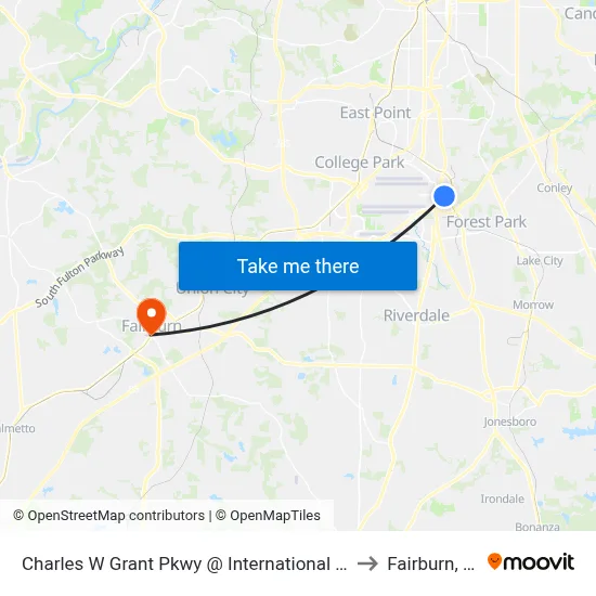 Charles W Grant Pkwy @ International Pkwy to Fairburn, GA map