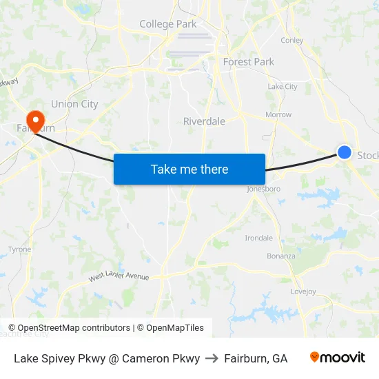 Lake Spivey Pkwy @ Cameron Pkwy to Fairburn, GA map