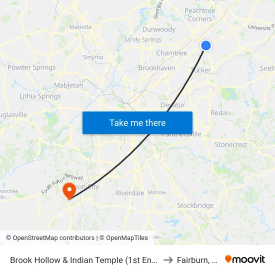 Brook Hollow & Indian Temple (1st Entran to Fairburn, GA map