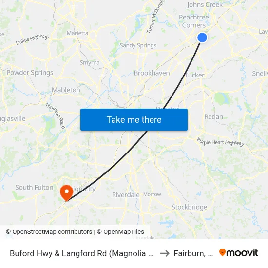 Buford Hwy & Langford Rd (Magnolia Plaza to Fairburn, GA map
