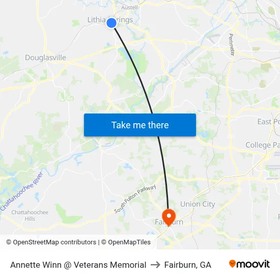 Annette Winn @ Veterans Memorial to Fairburn, GA map