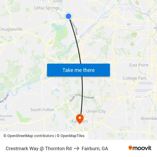 Crestmark Way @ Thornton Rd Ob to Fairburn, GA map
