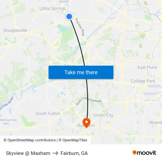 Skyview @ Maxham Rd Ib to Fairburn, GA map