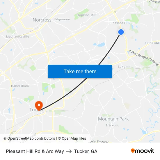 Pleasant Hill Rd & Arc Way to Tucker, GA map