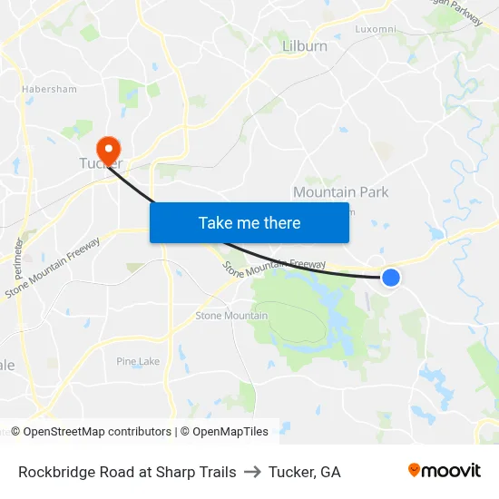 Rockbridge Road at Sharp Trails to Tucker, GA map