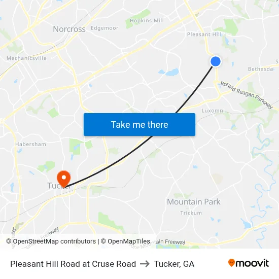 Pleasant Hill Road at Cruse Road to Tucker, GA map