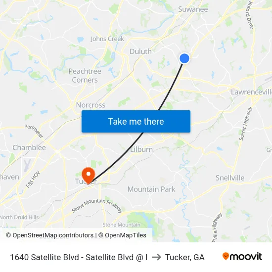 1640 Satellite Blvd - Satellite Blvd @ I to Tucker, GA map