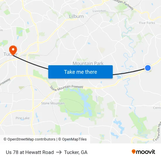 Us 78 at Hewatt Road to Tucker, GA map