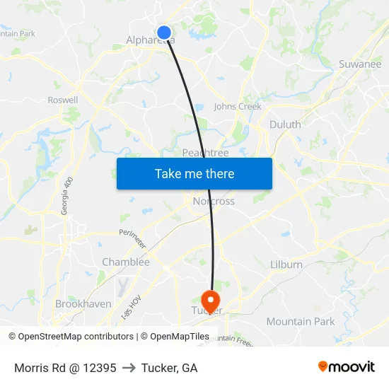 Morris Rd @ 12395 to Tucker, GA map