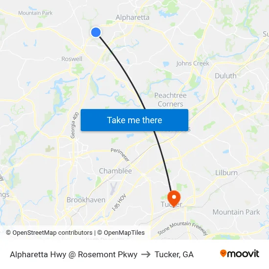 Alpharetta Hwy @ Rosemont Pkwy to Tucker, GA map