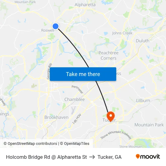 Holcomb Bridge Rd @ Alpharetta St to Tucker, GA map
