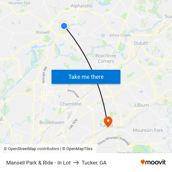 Mansell Park & Ride - In Lot to Tucker, GA map