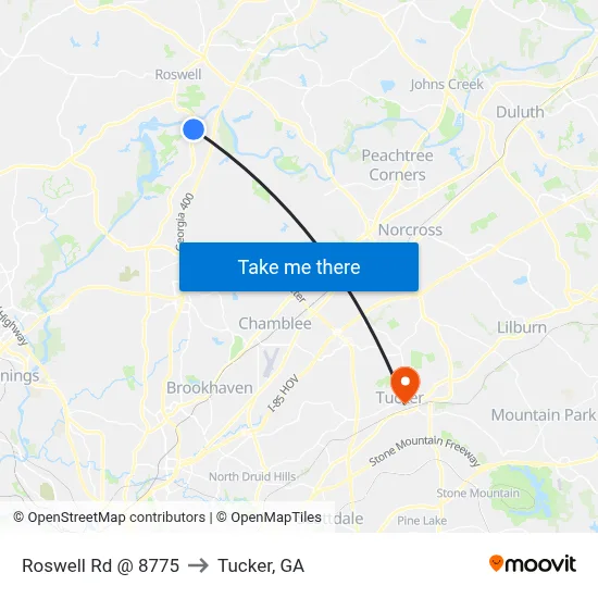 Roswell Rd @ 8775 to Tucker, GA map