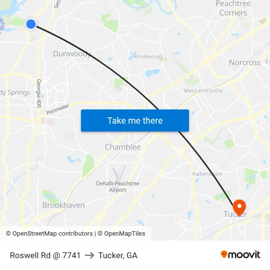 Roswell Rd @ 7741 to Tucker, GA map