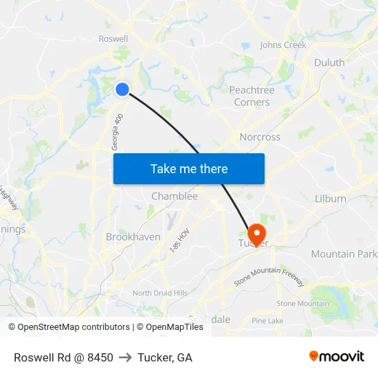 Roswell Rd @ 8450 to Tucker, GA map