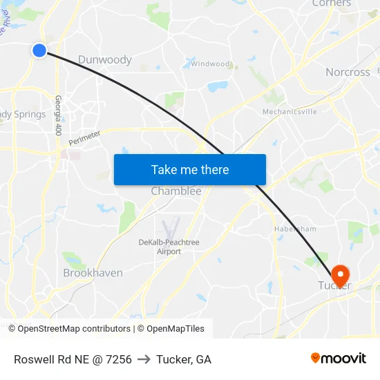 Roswell Rd NE @ 7256 to Tucker, GA map