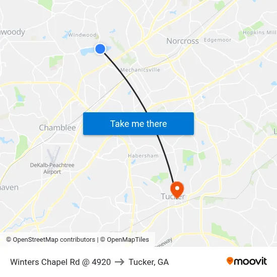 Winters Chapel Rd @ 4920 to Tucker, GA map