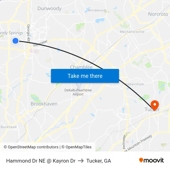 Hammond Dr NE @ Kayron Dr to Tucker, GA map