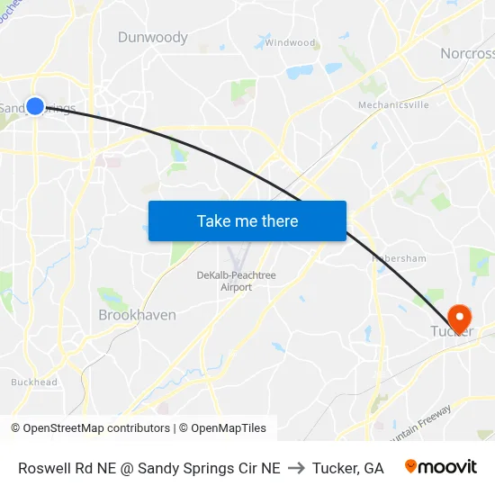 Roswell Rd NE @ Sandy Springs Cir NE to Tucker, GA map
