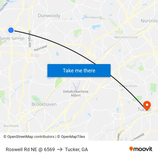 Roswell Rd NE @ 6569 to Tucker, GA map