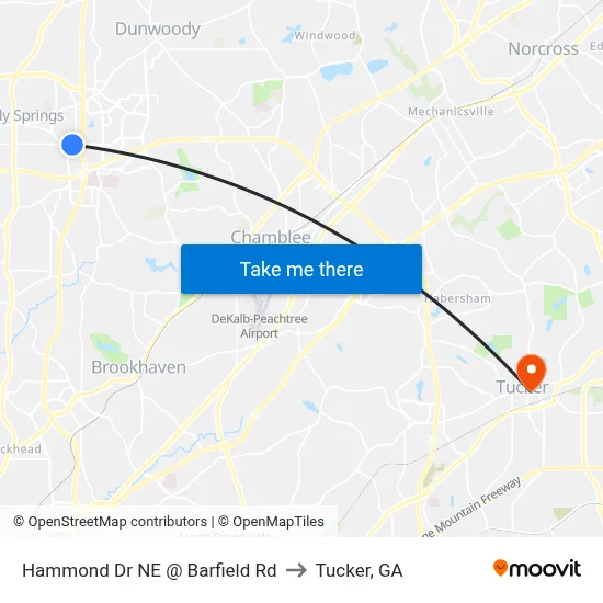 Hammond Dr NE @ Barfield Rd to Tucker, GA map