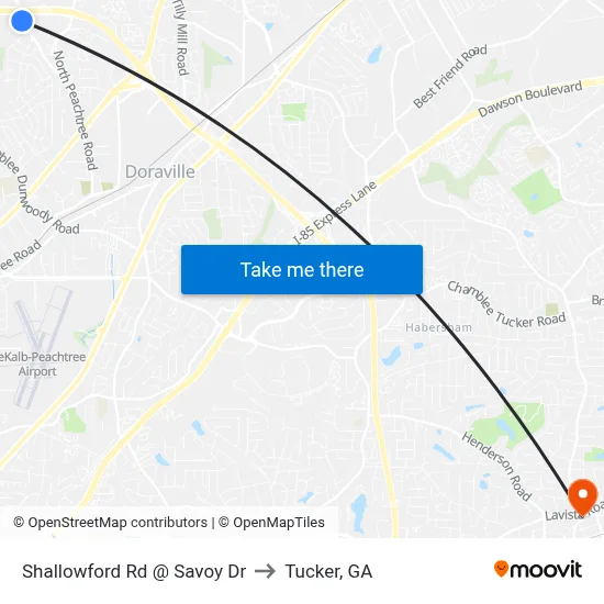 Shallowford Rd @ Savoy Dr to Tucker, GA map
