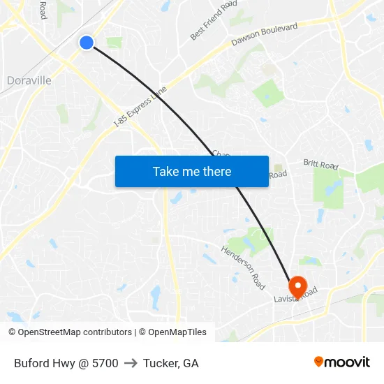 Buford Hwy @ 5700 to Tucker, GA map