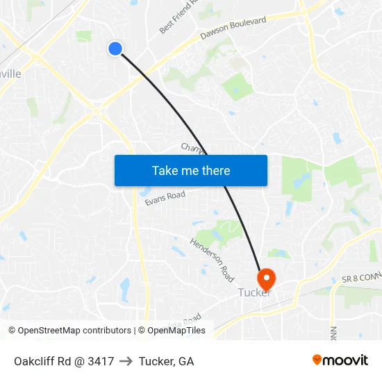 Oakcliff Rd @ 3417 to Tucker, GA map