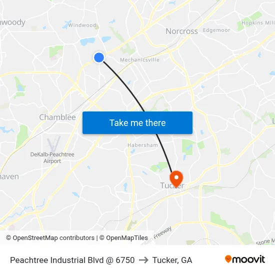 Peachtree Industrial Blvd @ 6750 to Tucker, GA map