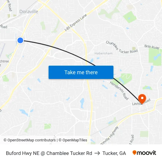 Buford Hwy NE @ Chamblee Tucker Rd to Tucker, GA map