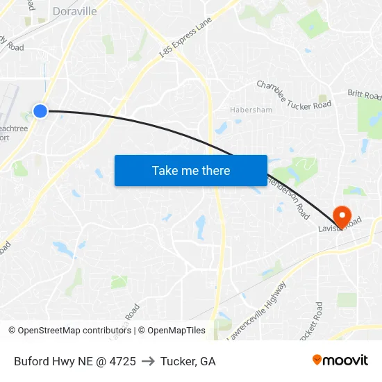 Buford Hwy NE @ 4725 to Tucker, GA map