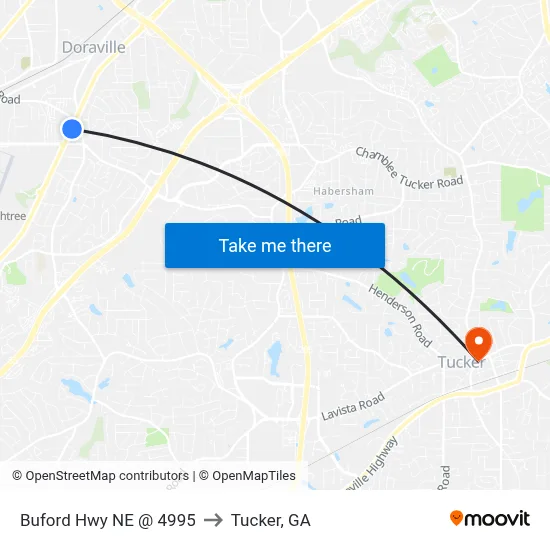 Buford Hwy NE @ 4995 to Tucker, GA map