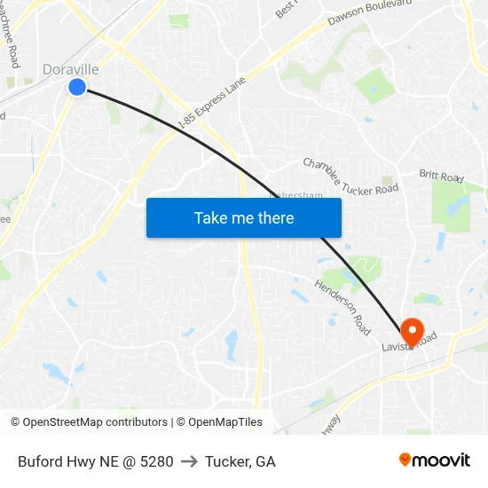 Buford Hwy NE @ 5280 to Tucker, GA map