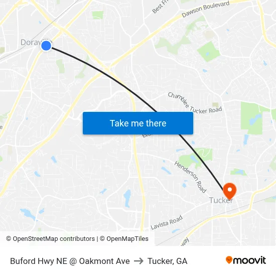 Buford Hwy NE @ Oakmont Ave to Tucker, GA map