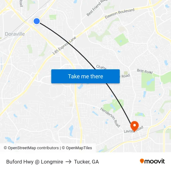 Buford Hwy @ Longmire to Tucker, GA map