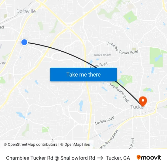 Chamblee Tucker Rd @ Shallowford Rd to Tucker, GA map