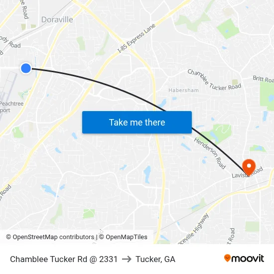 Chamblee Tucker Rd @ 2331 to Tucker, GA map