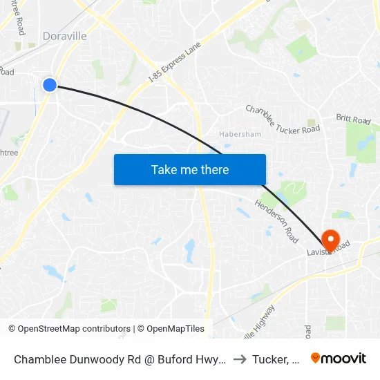 Chamblee Dunwoody Rd @ Buford Hwy NE to Tucker, GA map