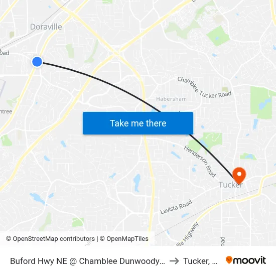 Buford Hwy NE @ Chamblee Dunwoody Rd to Tucker, GA map