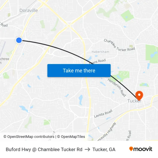 Buford Hwy @ Chamblee Tucker Rd to Tucker, GA map