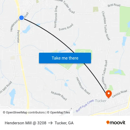 Henderson Mill @ 3208 to Tucker, GA map