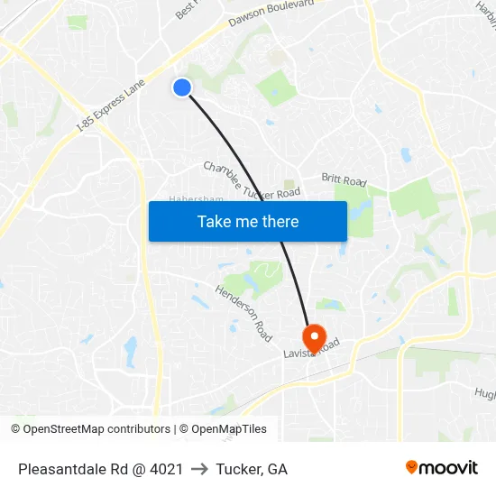 Pleasantdale Rd @ 4021 to Tucker, GA map