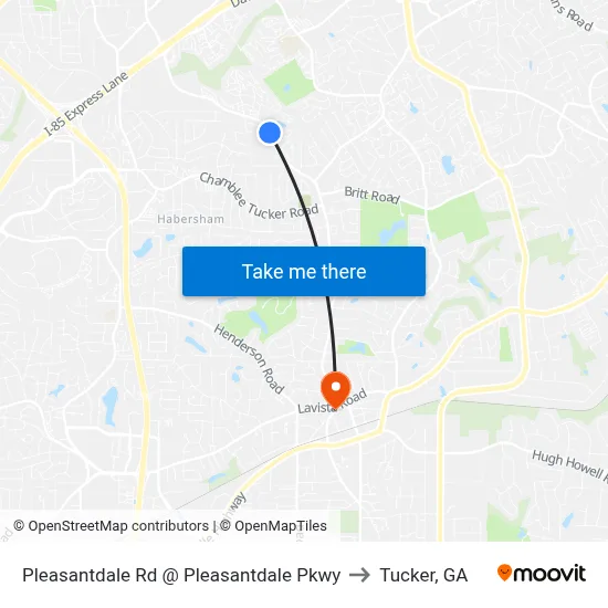 Pleasantdale Rd @ Pleasantdale Pkwy to Tucker, GA map