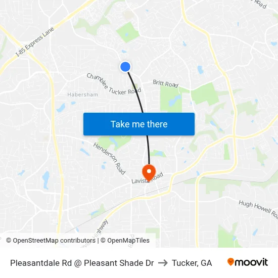 Pleasantdale Rd @ Pleasant Shade Dr to Tucker, GA map