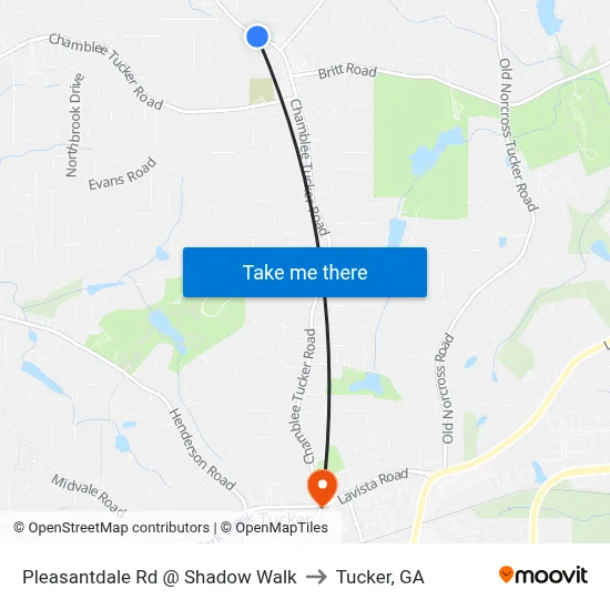 Pleasantdale Rd @ Shadow Walk to Tucker, GA map