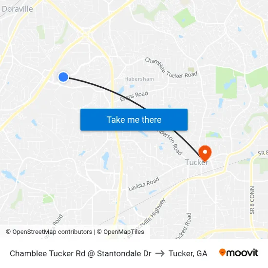 Chamblee Tucker Rd @ Stantondale Dr to Tucker, GA map