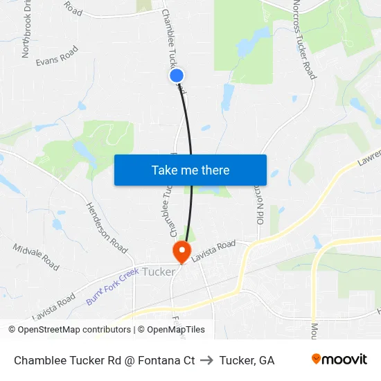 Chamblee Tucker Rd @ Fontana Ct to Tucker, GA map