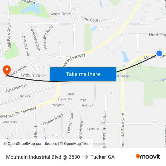 Mountain Industrial Blvd @ 2530 to Tucker, GA map