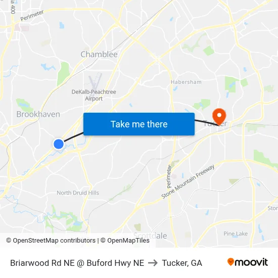 Briarwood Rd NE @ Buford Hwy NE to Tucker, GA map